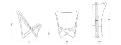 Chaise Papillon SPHINX rembourrée CDM Paris Lafuma